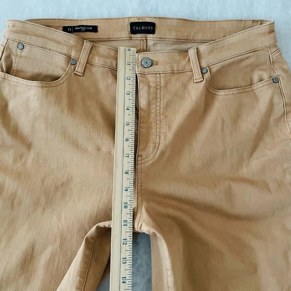 Talbots Womens Camel Brown High Rise Modern Curvy Slim Ankle Jeans Size 14 - Picture 7 of 10